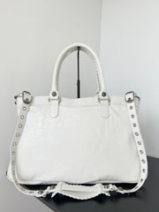 Balenciaga Women's Solid Color Detachable Adjustable Shoulder Strap Doing Old Silver Accessories Lambskin Spell Nylon Shopping Bag Tote Bags #75523