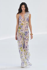 Zimmermann Women's Summer Floral Pattern Printed Three-dimensional Feather V-neck Strapless Dress #77984