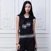 Dior 2026 New Arrival Women's Summer Shawl-neck Striped Knit Tank Top Navy-style Fashionable Simple And Casual Vest Lady #196735