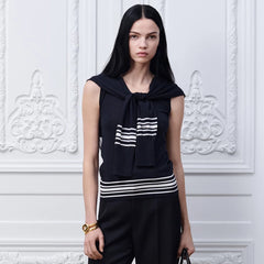 Dior 2026 New Arrival Women's Summer Shawl-neck Striped Knit Tank Top Navy-style Fashionable Simple And Casual Vest Lady #196735