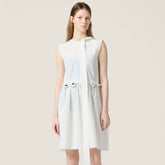 MiuMiu Women's Summer Solid Colour Cotton Linen Flutter Belt Sleeveless Dresses #76761
