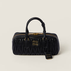 MiuMiu Arcadie matelassé Women's Solid Color Metal Engraved Logo Zipper Closure Leather Shoulder Bag Crossbody Tote Bags #77354