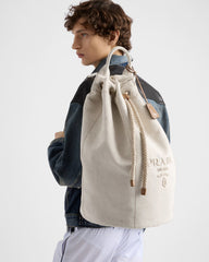 Prada Linen-blend Canvas Drawstring Travel Bag For Men Autumn/winter Fashion Trend Large Capacity Stylish Backpack Bags 2VY011_2CYA_F0216_V_OOO #81994A