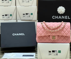 Chanel CF22 Spring/summer Women's Pink Lychee Leather Bags 24k Gold Plated Flap Classic Collection Bag #81254