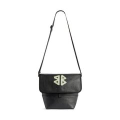 Balenciaga Men's Letter Print Black Calfskin Single Shoulder Crossbody Bag Bags #77712