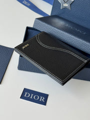 Dior Men's CD lcon Vertical Bifold Card Holder Passport Holder Casual Logo Solid Color Canvas Leather Saddle Passport Cover Wallet Purse Bags Bag 2ADCH169YKK-H00N #81355