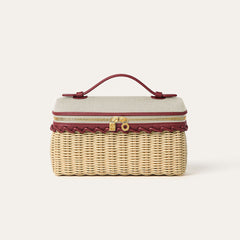 Loro Piana Extra Pocket L19 East-west Wicker Cotton Linen Rattan Multicolor Pattern Spring Summer Collection Top Handle Bag Bags FAQ9101 #84358A