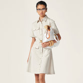 MiuMiu Women's Summer Spring Summer Solid Color Logo Single Breasted Short Casual Short Sleeve Dresses #72426
