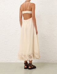 Zimmermann Women's Spring/summer Linen Lace Elegant Temperament Long Dress Fashion Casual Camisole Vest Dresseses Ngvp #2241