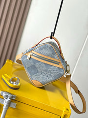 Louis Vuitton Chess Women's Blue Tessellated Print Canvas Leather Shoulder Crossbody Bag Bags #76844