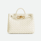 Bottega Veneta Andiamo Small Handbag Sea Salt White Crossbody Bag Woven Magnetic Clasp Tote Shoulder Bag Bags 743568VCPP12272 #196893