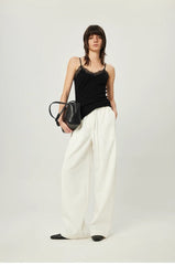 The Row Women's Summer Lace V-neck Solid Color Silk Wool Blend Sexy Sleeveless Camisole Tank Top Vest Ngvp #1762
