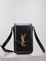 SAINT LAURENT SOLFERINO Mini Bag Women's Fashion Classic Black Leather Crossbody Bag with Gold Buckle and Adjustable Strap Bags 753963BWR0W1000 #78744
