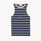 Saint Laurent Women's Spring/summer Blue Striped Two-tone Ribbed Knit Tank Top Fashionable Trendy V-neck Simple And Slim-fit Knit Tank Top Vest Lady #196015