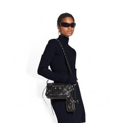 Balenciaga Le Cagole Men's And Women's Fashion Casual Solid-Color Fine-Grain Lambskin Flap Bag with Adjustable Shoulder Strap Motorcycle Bag Crossbody Bag Bags #78492
