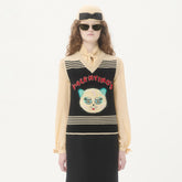 Valentino LE CHAT DE LA MAISON Women's Spring/Autumn Fashion Casual V-neck Knitted Letter Pattern Embroidered Sleeveless Vest #78441