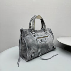Balenciaga LE CITY Medium Handbag Women's Fashion Luxury Solid-Colour Suede Tote Bag Crossbody Bag Bags 8230582AB2A1143 Ngvp #2434