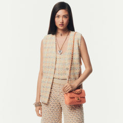 Chanel Women's Spring And Autumn Plaid Tweed Vest Jacket Fashion Temperament Elegant Single Breasted Sleeveless Jacket Ngvp #1577