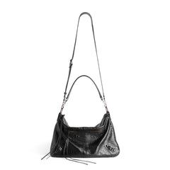 Balenciaga LE CITY MOTO Men's And Women's Fashion Solid Color Leather Zipper Closure Large Capacity Adjustable Shoulder Strap Biker Bag Travel Tote Shoulder Bag Bags 8461862ABEK1000 #79568