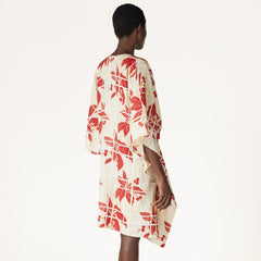 Loro Piana Ichi Women's Printed Linen Dress Elegant Cape Jacket Short Sleeve V-neck Fashion Loose Dresses Ngvp #8771