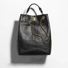 Chanel 25a Hobo Full-leather Black & Gold Vertical Tote Bag Stylish Luxury Shimmering Shoulder Bag Handheld Large Capacity Bags #82166A