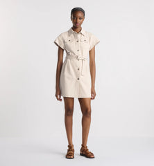 Dior Women's Short Belt Shirtdress Lapel Solid Color Logo Print Summer Short Sleeve Single Breasted Denim Dresses Ngvp #1521