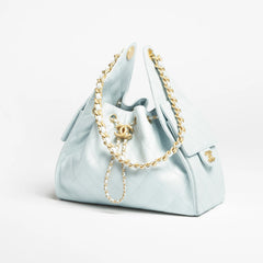 Chanel Women's Fashion Classic Solid Color Leather Logo Drawstring Underarm Bag Chain Handbag Tote Shoulder Bag Bags AS5293-B20304-U2367 Metallic-colored Leather Tends To Fade Easily #78855