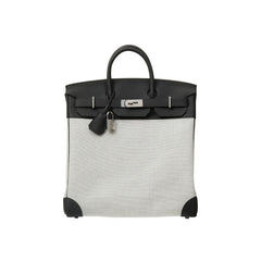 Hermes HacHaut A Courroies 40 HACG40 Women's Silver Buckle Canvas And Cowhide Colour Blocked Handbag Bag Bags #77113