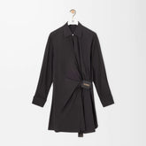 Loewe Women's Summer Solid Color Single-Breasted Long-Sleeved Short Dress #77615