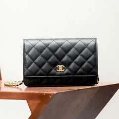 Chanel Woc Diamond Lattice Gold Logo Caviar Leather Chain Crossbody Bag Luxury Temperament Exquisite Women's Bag Bags #81645