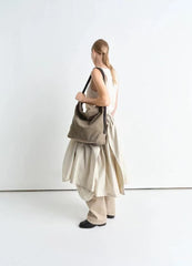 Lemaire Women's Canvas Adjustable Shoulder Strap Tote Bag Fashion Trend High Street Cowboy Splicing Large Capacity Handbag Shoulder Bag Ngvp #2432