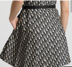 Dior Women's Spring/Summer Monogrammed Jacquard Pleated Sleeveless Half Zipper Neck Dresses #75852