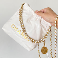 Chanel 22 Bag Mini Bags 18 X 20 X 6.5 CM Collection Link Suede Rivet Style Antique Silver Buckle Italian Bonaudo Suede Calfskin Apricot Silver Buckle Women's Luxury Chain-strap Tote Bag Bags Metallic-colored Leather Tends To Fade Easily #193540