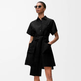 Loewe Women's Summer Solid Colour Printed Embroidery Button Shirt Style Short Sleeve Dresses #76729