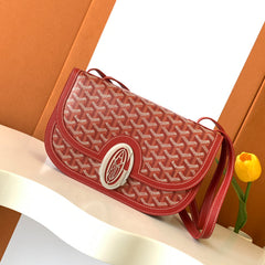 GOYARD Men's and Women's Old Flower Full Print Adjustable Shoulder Strap Canvas Patchwork Leather Flap Messenger Bag Shoulder Crossbody Bags #75318