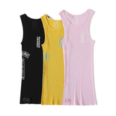 Chrome Hearts Women's New Summer Cotton Tank Dress Pink And White Layered Design Slimming And Flattering Sexy And Stylish Midi-length Tank Dress Lady #82767A