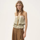 Chloe Women's Spring/summer Lace Ruffle-hem Strapless Tank Top Stylish Modern Elegant And Sexy Lady Vest #195742