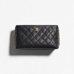 Chanel Women's Fashion Classic Solid Color Chain Zipper Handbag With Diamond Quilting And Embossed Grain Texture Carry All Pouch Makeup Bag Storage Bag Bags AP4700-B20730-94305 #79237