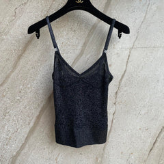 Chanel Women's Summer Fashion Casual Solid Color V Neck Spaghetti Strap Sleeveless Logo Tank Top Vest #79443