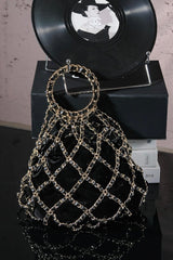 Chanel Mesh Clutch Bag With Gold Chain Handbag Black And Gold Accessories Fashionable And Exquisite Evening Bags #82237A