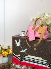 Louis Vuitton Women's Fashion Classic Cherry Blossom Pink Logo Zipper Closure Leather Shoulder Bag Handbags In Small Medium And Large Sizes Crossbody Bag Bags #78657