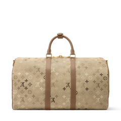 Louis Vuitton Lv Men's Keepall 50 Travel Bag Canvas Monogram Tote/shoulder Bag Sand Bags M29159 #84177A