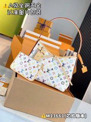 Louis Vuitton LV x TM CARRYALL Women's Detachable Adjustable Shoulder Strap Colorful Logo Printed Coated Canvas Tote Shoulder Bag Bags #75793