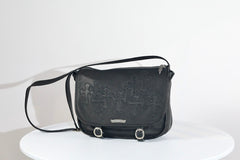 Chrome Hearts vintage Cross-stitch Flap Shoulder Bag Messenger Style Cowhide Leather 925 Sterling Silver Hardware Total Silver Weight: Approx. 116g #81943A