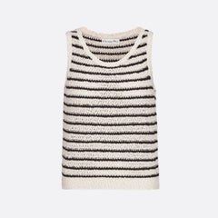 Dior Women's Summer Wool-Blend Striped Crew Neck Multicolor Sleeveless Knit Vest Ngvp #2354