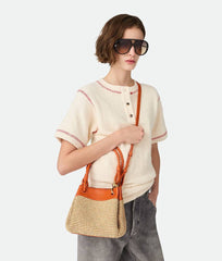 Bottega Veneta Small Parachute Women's Adjustable Detachable Shoulder Strap Raffia And Leather Shoulder Bag Handbag Bags #77633
