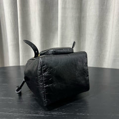 Prada Dangle Women's Black Letter Print Zipper Closure Cowhide Leather Mini Shoulder Bag Bags #75499