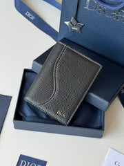 Dior Men's CD lcon Vertical Bifold Card Holder Passport Holder Casual Logo Solid Color Canvas Leather Saddle Passport Cover Wallet Purse Bags Bag 2ADCH169YKK-H00N #81355