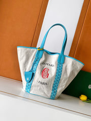 Goyard 2026 Limited Edition Belharra Mm Bag In Turquoise Limited-edition Two-tone Canvas Beach Bag Stylish Casual Shopping Bags #197457