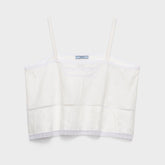 Prada Women's Spring/summer 2026 White Sun Collection Lightweight And Breathable White Lace Linen Sleeveless Tank Top Lady Vest #197033
